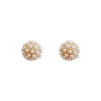 Zinc Alloy Stud Earring with ABS Plastic Pearl high quality plated fashion jewelry & for woman golden Sold By Pair