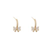 Ciúbach Zirconia Micrimhilseogra réiteodh Earring Prás, Bowknot, óir fíor plated, jewelry faisin & micrea réiteach zirconia ciúbach & do bhean, órga, 15x10mm, Díolta De réir Péire