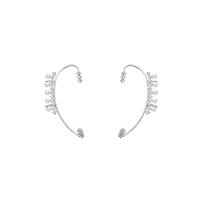 Zinc Alloy Earring Cuff, met ABS kunststof parel, hoge kwaliteit verguld en nooit vervagen, mode sieraden & voor vrouw & met strass, zilver, 64x32mm, Verkocht door pair