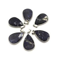 Edelsteen Hangers Sieraden, Sodaliet, met Messing, Traan, silver plated, uniseks, blauw, 20x35mm, Verkocht door PC