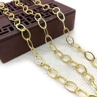 Messing Oval Chain, gold plated, DIY, nikkel, lood en cadmium vrij, 8x13mm, Ca 10m/spool, Verkocht door spool