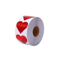 Forsegling klistermærke, Kobber Printing Paper, med Klæbemiddel+Klistermærke, Heart, du kan DIY & forskellig størrelse for valg, rød, 500pc'er/Spool, Solgt af Spool