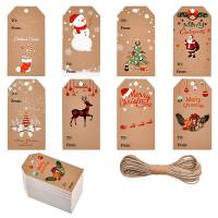 Kraft Etiqueta Tag, Design de Natal & Vario tipos a sua escolha, cores misturadas, 30x50mm, 100PCs/Bag, vendido por Bag