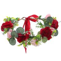 Gruaige Wreath, Éadach, le Satin Ribbon, Flower, Inchoigeartaithe & do bhean, dearg, 170mm, Díolta De réir PC