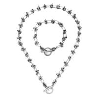 Set di gioielli in acciaio inox, Bracciale & Collana, 304 acciaio inox, 2 pezzi & formato differente per scelta & per la donna, nessuno, 2PC/set, Venduto da set