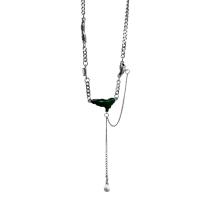 Collier d'acier titane, avec alliage de zinc, avec 9.5cm chaînes de rallonge, Irrégulière, Placage de couleur argentée, bijoux de mode & réglable & pour femme & émail, argent, Longueur 44.4 cm, Vendu par PC