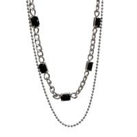 Collana Multi strato, Titantium acciaio, with 7cm extender chain, Doppio strato & gioielli di moda & regolabile & Micro spianare cubic zirconia & per la donna, nessuno, Lunghezza 40.5 cm, 47.5 cm, Venduto da PC