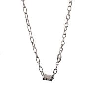 Colar de jóias de liga de zinco, with cobre, with 5cm extender chain, Coluna, cromado de cor prateada, joias de moda & ajustável & para mulher & com strass, prateado, níquel, chumbo e cádmio livre, comprimento 50 cm, vendido por PC