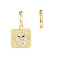 Asymmetric Earrings Zinc Alloy gold color plated for woman & with rhinestone gold Sold By Pair