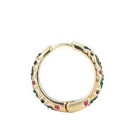 Zinc Alloy Hoop Earring, gold plated, voor vrouw & met strass, meer kleuren voor de keuze, 23x23mm, Verkocht door PC