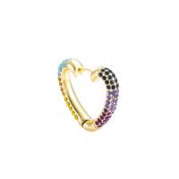 Rhinestone Ørering, Zinc Alloy, Heart, guldfarve belagt, for kvinde & med rhinestone, flere farver til valg, 27x25mm, Solgt af PC