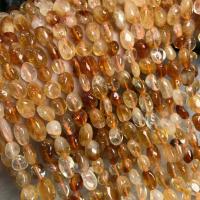 Natuurlijke Citrien kralen, Nuggets, gepolijst, DIY, geel, 6-8mm, Per verkocht Ca 15 inch Strand