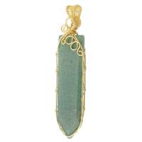 Pendentif aventurine, aventurine vert, avec fil en laiton, DIY, vert, 15x67x6mm, Trou:Environ 3mm, Vendu par PC