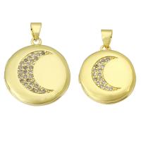 Zinc Alloy Locket Vedhæng, Messing, Runde, guldfarve belagt, mode smykker & du kan DIY & forskellig størrelse for valg & Micro Pave cubic zirconia & for kvinde, gylden, 10pc'er/Lot, Solgt af Lot