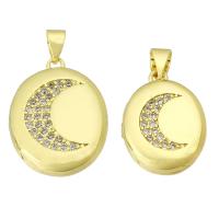 Lo zinco in lega Locket pendenti, ottone, placcato color oro, gioielli di moda & DIY & formato differente per scelta & Micro spianare cubic zirconia & per la donna, dorato, 10PC/lotto, Venduto da lotto