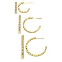 Cubic Zirconia Micro Pave Latão Brinco, cobre, cromado de cor dourada, joias de moda & tamanho diferente para a escolha & micro pavimento em zircônia cúbica & para mulher, dourado, 10Pairs/Lot, vendido por Lot