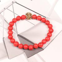 Pulsera de Turquesa, con aleación de zinc, para mujer, Rojo, 8mm, longitud 16 cm, Vendido por UD