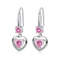 Brass Drop Earring Heart plated fashion jewelry & for woman & with rhinestone Sold By Pair