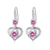 Cubic Zirconia Micro Pave Brass Earring Heart plated fashion jewelry & micro pave cubic zirconia & for woman Sold By Pair