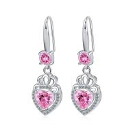 Cubic Zirconia Micro Pave Brass Earring Heart plated fashion jewelry & micro pave cubic zirconia & for woman Sold By Pair