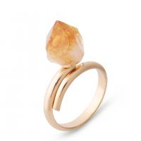 Natuurlijke Quartz vinger Ring, Citrien, met Messing, gold plated, Verstelbare & uniseks, geel, 10-15mm, Binnendiameter:Ca 20mm, Verkocht door PC