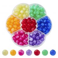 Akryl Bead, med Plastboks, Runde, du kan DIY, blandede farver, 105x92x20mm, Ca. 490pc'er/Box, Solgt af Box