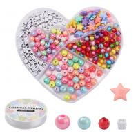 Acryl Sieraden vinden Set, met Plastic Box & Elastische draad, DIY, gemengde kleuren, 152x160mm, Verkocht door box