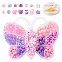 Acryl Sieraden vinden Set, met Plastic Box & Elastische draad, DIY, gemengde kleuren, 138x112x19mm, Verkocht door box