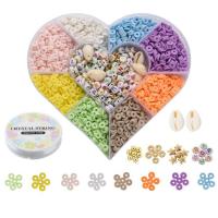 Polymer Ton Schmuck-Findung-Set, mit Kunststoff Kasten & elastischer Faden & Acryl, DIY, gemischte Farben, 155x135x27mm, verkauft von Box