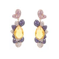 Cubic Zirconia Micro Pave Brass Earring plated for woman & with cubic zirconia Sold By Pair