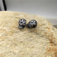 Rostfritt stål pärlor, 304 rostfritt stål, Skull, DIY & svärta, ursprungliga färgen, 8.54x12.27mm, Säljs av PC