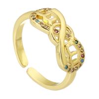 Kubieke Circonia Micro Pave Brass Ring, Messing, gold plated, mode sieraden & micro pave zirconia & voor vrouw, multi-gekleurde, 7mm, Maat:5, 10pC's/Lot, Verkocht door Lot