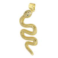 Cubic Zirconia Micro Pave Brass Pendant Snake gold color plated fashion jewelry & DIY & micro pave cubic zirconia & for woman golden Approx 3mm Sold By Lot