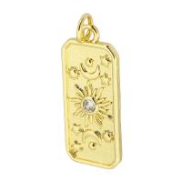 Cubic Zirconia Micro Pave Brass Pendant Rectangle gold color plated fashion jewelry & DIY & micro pave cubic zirconia & for woman golden Approx 3mm Sold By Lot