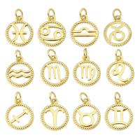 Brass Nakit Privjesci, Mesing, 12 Znakova zodijaka, zlatna boja pozlaćen, modni nakit & možete DIY & za žene, zlatan, 12x15x2mm, Rupa:Približno 3mm, 10računala/Lot, Prodano By Lot