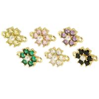 Zircon cubique Micro Pave laiton Connecteur, fleur, Placage de couleur d'or, bijoux de mode & DIY & pavé de micro zircon & pour femme, plus de couleurs à choisir, 15x10x4mm, Trou:Environ 1mm, 10PC/lot, Vendu par lot