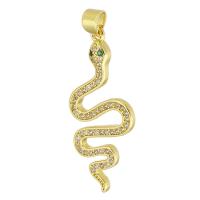 Messing hanger met micro-paved kubieke zirconia's, Slang, gold plated, mode sieraden & DIY & micro pave zirconia & voor vrouw, gouden, 15x34x2mm, Gat:Ca 3mm, 10pC's/Lot, Verkocht door Lot