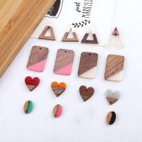 Wood Pendants with Resin epoxy gel DIY & 1/1 loop & hollow Approx Sold By Bag