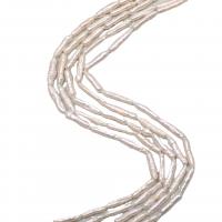 Biwa Gekweekte Zoetwater Parel kralen, DIY, wit, 4-5*23-26mm, Per verkocht Ca 38-40 cm Strand