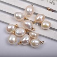 Freshwater Pearl Vedhæng, Ferskvandsperle, med Messing, forgyldt, Unisex, flere farver til valg, 9-10mm, Solgt af PC