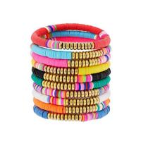 Bijoux bracelets de mode, argile de polymère, Rond, fait à la main, élastique & style différent d'emballage pour le choix & pour femme, plus de couleurs à choisir, 6mm, Longueur 7.5 pouce, Vendu par PC