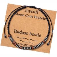 Bracelets de pierres précieuses, cordon de polyester, avec hématite non magnétique & bois, unisexe & réglable & styles différents pour le choix, couleurs mélangées, Longueur 7.5 pouce, Vendu par PC