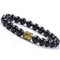 Gemstone Armbånd, Natursten, med Zinc Alloy, Buddha, guldfarve belagt, mode smykker & forskellige materialer til valg & Unisex, flere farver til valg, Længde 19 cm, Solgt af PC