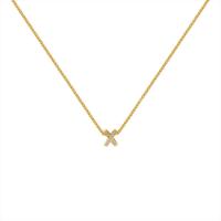 セーターのチェーンネックレス, 銅, アルファベットX, 14 K ゴールド メッキ, マイクロパヴェジルコニア & 女性用, オリジナルカラー, 450mm, 売り手 パソコン