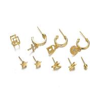 Lo zinco in lega Stud Earring, lega in zinco, placcato color oro, per la donna & con strass, 3-26mm, Venduto da set