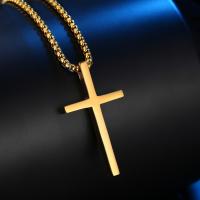 Tíotáiniam Cruach muince, Cruach Tíotáiniam, Cross, snasta, jewelry faisin & unisex, órga, 44.70x24.70mm, Fad Thart 23.62 Inse, Díolta De réir PC