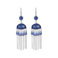 Fashion Fringe Oorbellen, Zinc Alloy, Vintage & mode sieraden & voor vrouw & met strass, meer kleuren voor de keuze, nikkel, lood en cadmium vrij, 103x25mm, Verkocht door pair