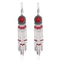 Fashion Fringe Earrings Zinc Alloy with Seedbead & turquoise vintage & fashion jewelry & for woman nickel lead & cadmium free Sold By Pair