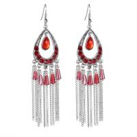 Fashion Fringe Earrings Zinc Alloy vintage & fashion jewelry & for woman & with rhinestone nickel lead & cadmium free 65mm Sold By Pair