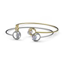 aleación de zinc Brazalete, chapado, para mujer & con diamantes de imitación, color mixto, libre de níquel, plomo & cadmio, diámetro interior:aproximado 60mm, 2PCs/Set, Vendido por Set